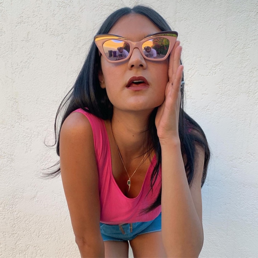 karen walker babou cat eye sunglasses in blush